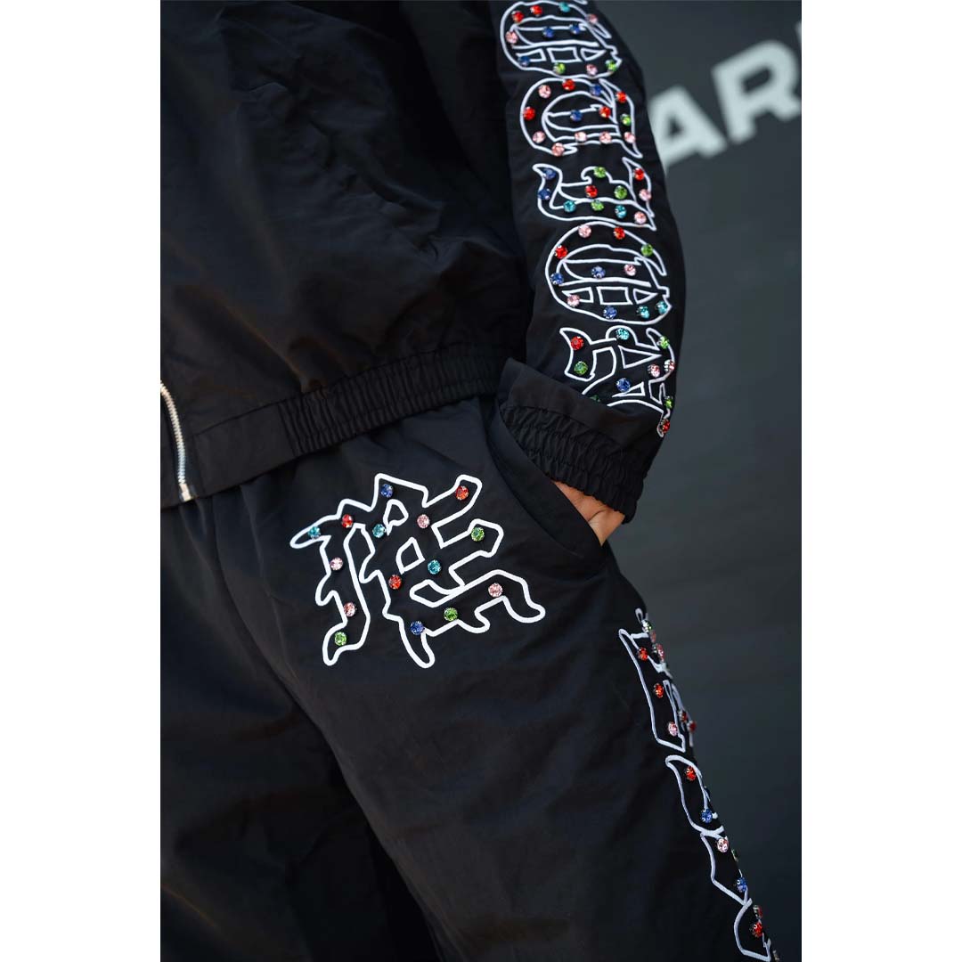 Mixed Emotions Rhinestone Nylon Pants by Mixed Emotions - NWAHype No.1 for streetwear Pants in USA