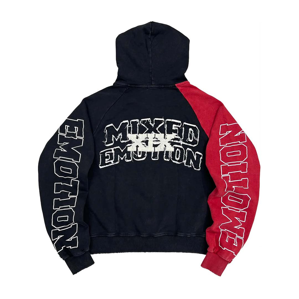 Mixed Emotions Split Zip Up Hoodie Black Red by Mixed Emotions - NWAHYPE No.1 for streetwear Hoodies in USA