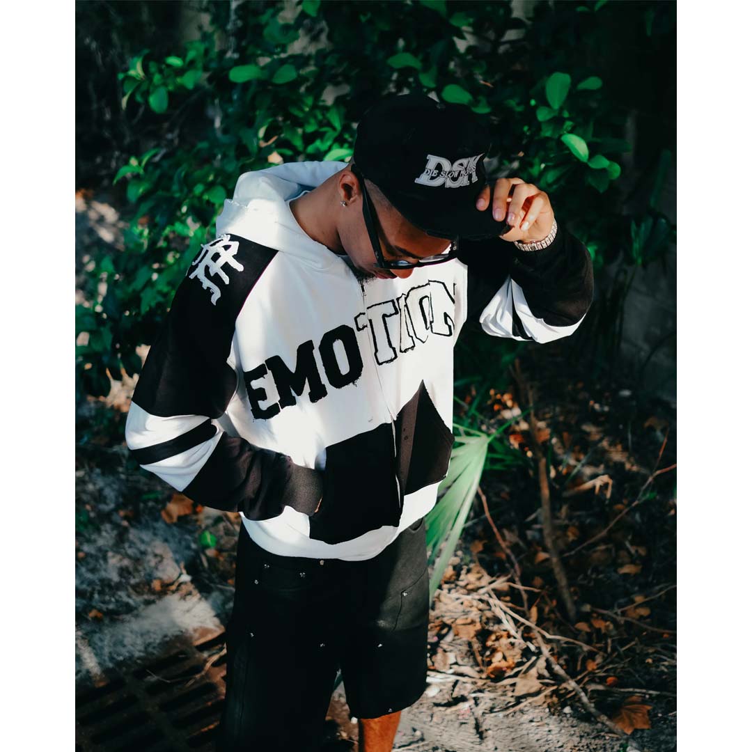 Mixed Emotions Varsity Zip Up Hoodie White Black by Mixed Emotions - NWAHYPE No.1 for streetwear Hoodies in USA