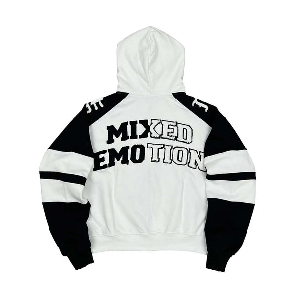 Mixed Emotions Varsity Zip Up Hoodie White Black by Mixed Emotions - NWAHYPE No.1 for streetwear Hoodies in USA