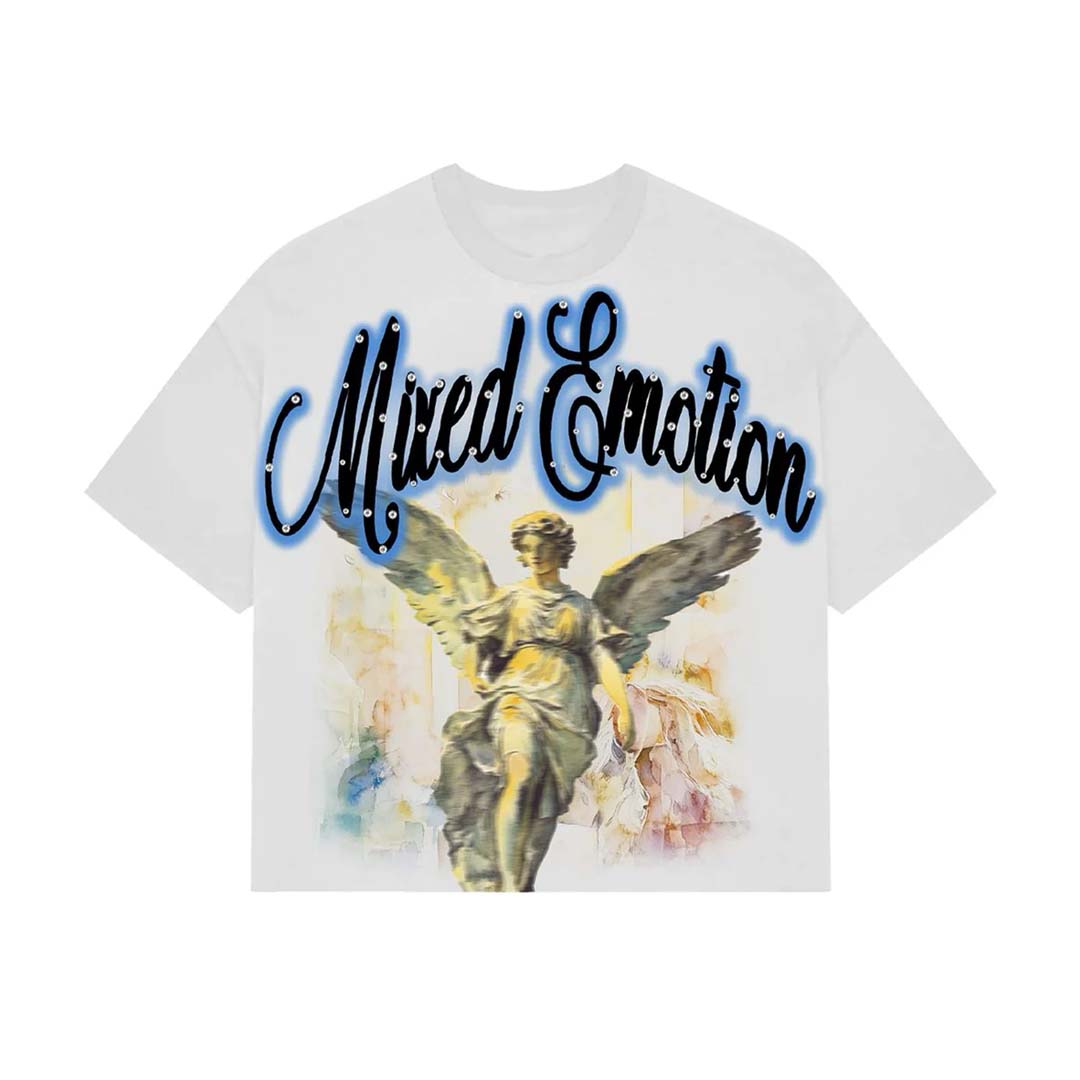 Mixed Emotions White Blue Rhinestone Cropped Tee by Mixed Emotions - NWAHYPE No.1 for streetwear T-Shirts in USA