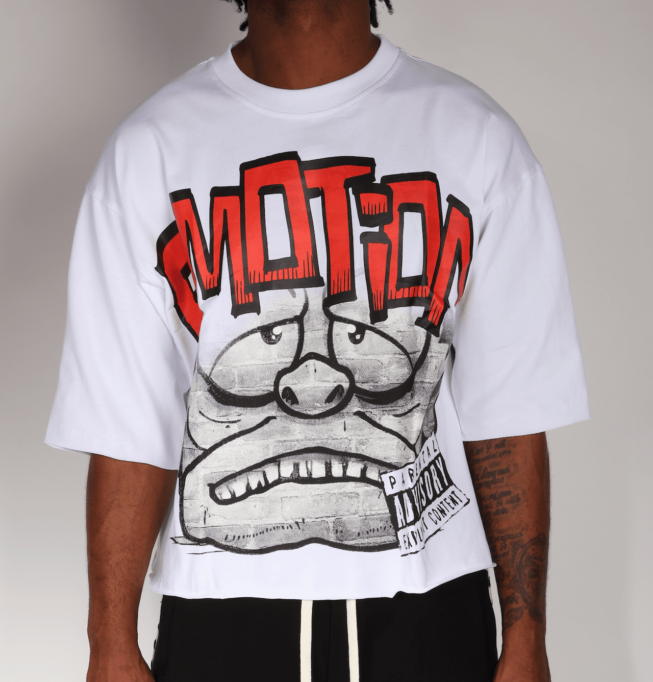 Mixed Emotions White Monster Cropped Tee by Mixed Emotions - NWAHype 1 for streetwear T-Shirts in USA