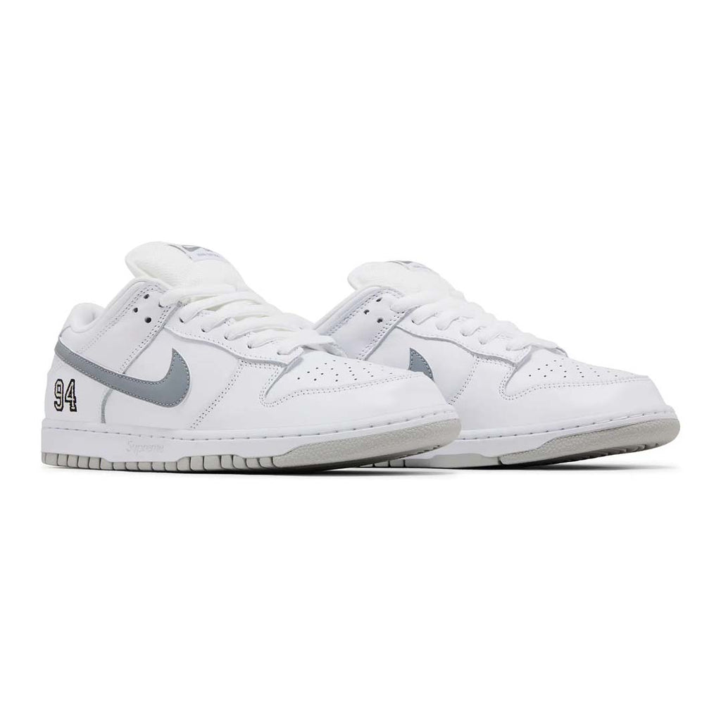 Nike SB Dunk Low Supreme 94 White Metallic Silver by Supreme - NWAHYPE No.1 for streetwear Sneakers in USA