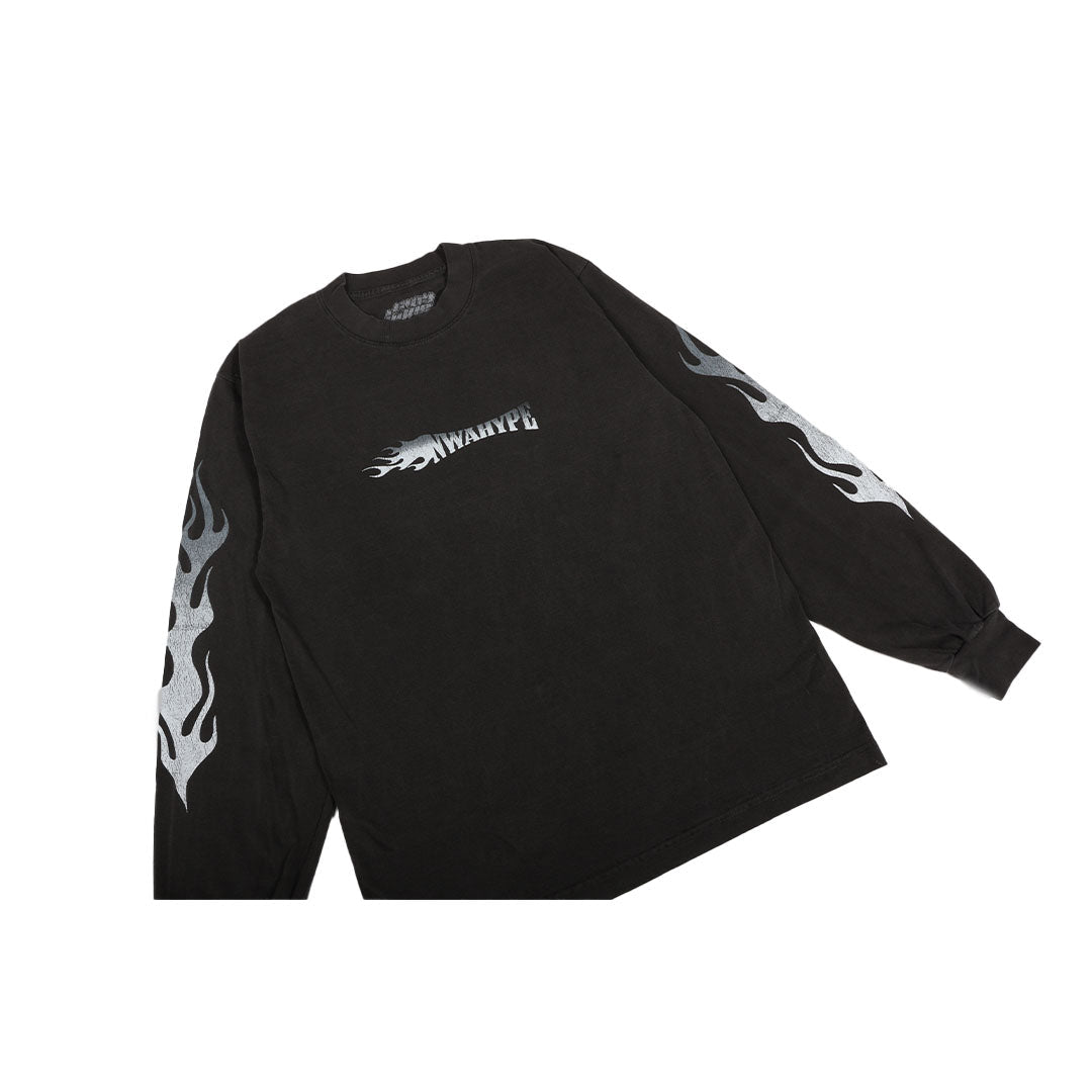 NWA Hype Flames Logo Faded Grey LS Tee by NWAHype - NWAHype 1 for streetwear T-Shirts in USA