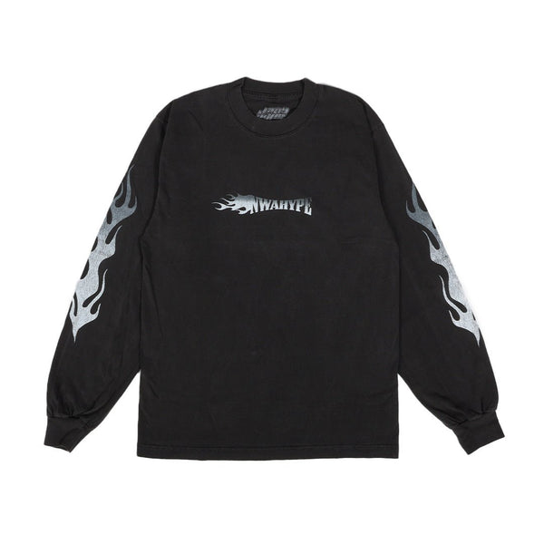 NWA Hype Flames Logo Faded Grey LS Tee by NWAHype - NWAHype 1 for streetwear T-Shirts in USA