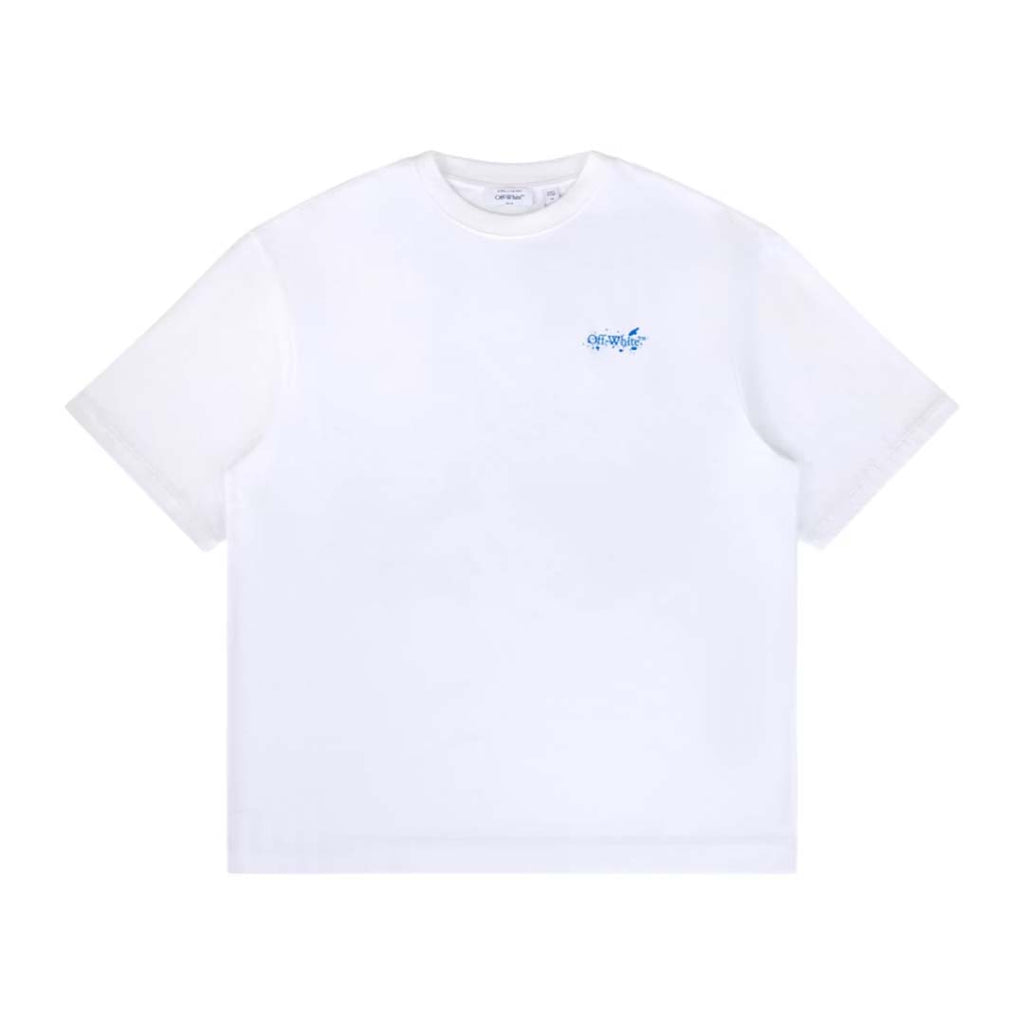 OFF-WHITE Paint Splatter Arrow Diag Skate Fit Tee White Blue by Off White - NWAHYPE No.1 for streetwear T-Shirts in USA