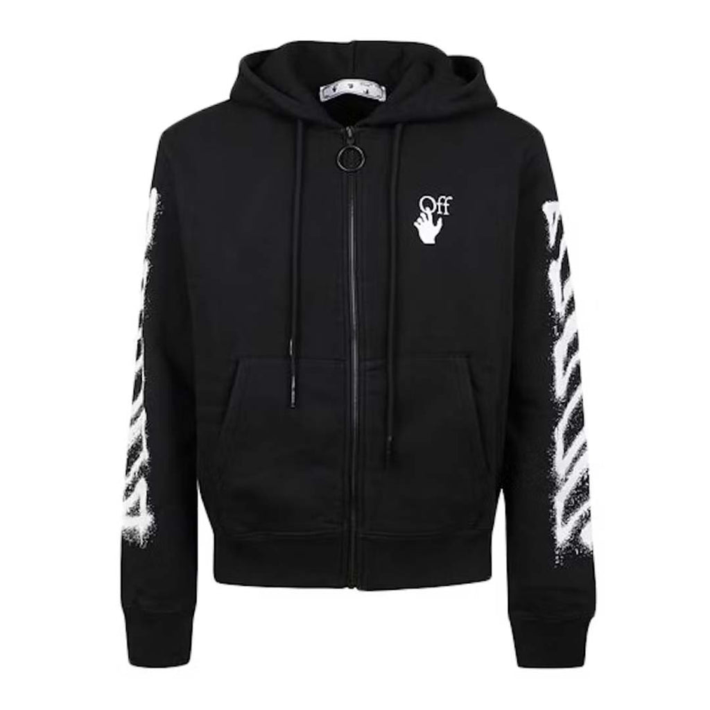 Off White Spray Arrow Zip Up Hoodie Black White by Off White - NWAHYPE No.1 for streetwear Hoodies in USA