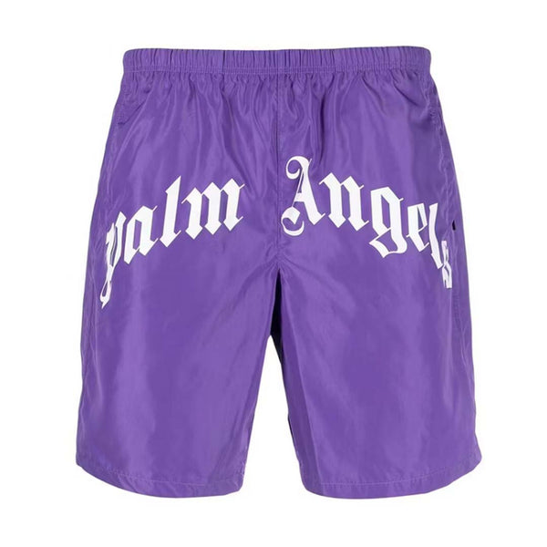 Palm Angels Curved Logo Swim Shorts Purple by Palm Angels - NWAHype No.1 for streetwear Shorts in USA