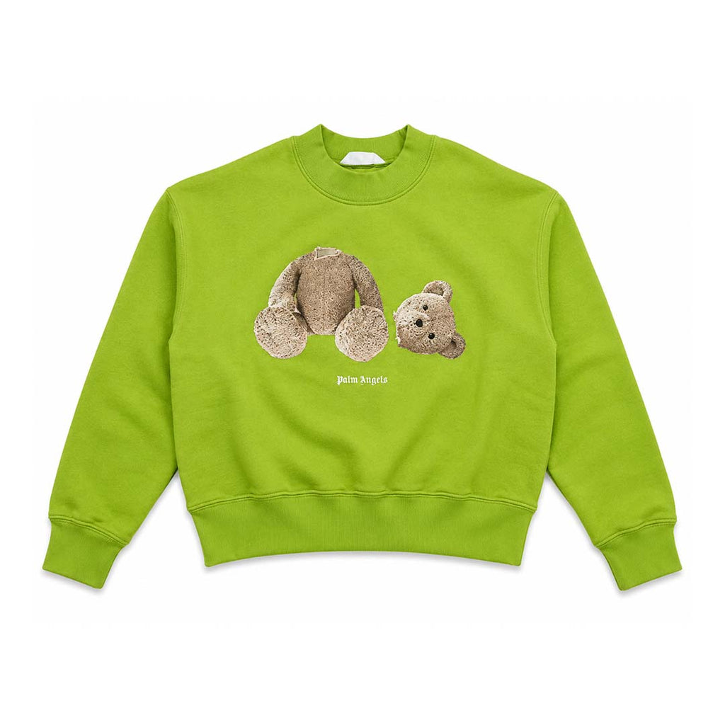 Palm Angels KIDS Bear Crewneck Lime Green Brown by Palm Angels - NWAHYPE No.1 for streetwear KIDS in USA
