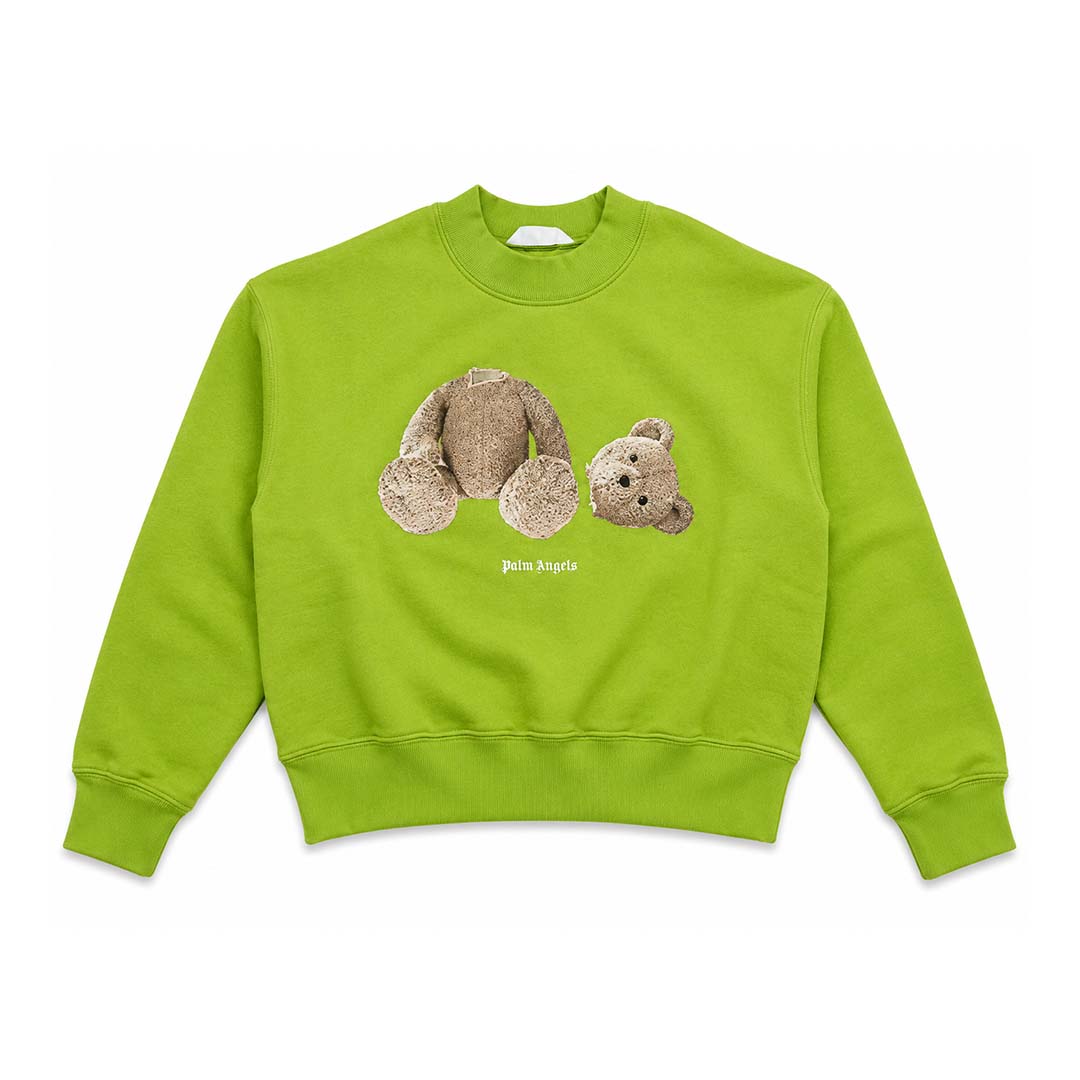 Palm Angels KIDS Bear Crewneck Lime Green Brown by Palm Angels - NWAHYPE No.1 for streetwear KIDS in USA