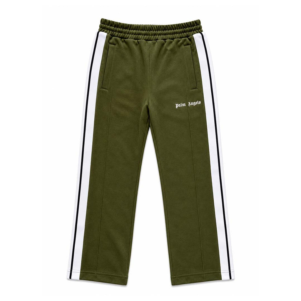 Palm Angels KIDS Classic Logo Track Pants Military Green White by Palm Angels - NWAHYPE No.1 for streetwear KIDS in USA