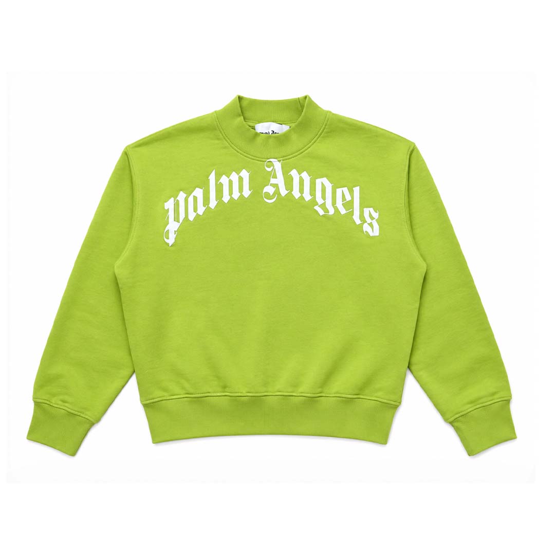 Palm Angels KIDS Classic Over Logo Crewneck Lime Green White by Palm Angels - NWAHYPE No.1 for streetwear KIDS in USA