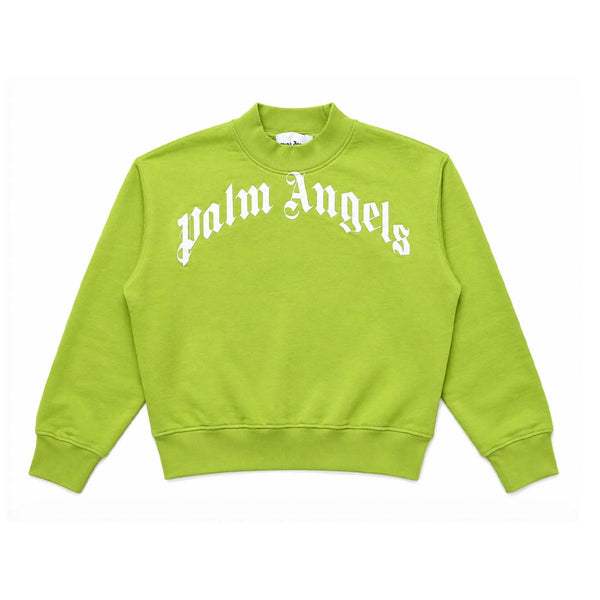 Palm Angels KIDS Classic Over Logo Crewneck Lime Green White by Palm Angels - NWAHYPE No.1 for streetwear KIDS in USA