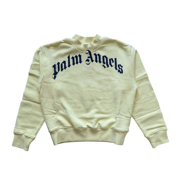 Palm Angels KIDS Classic Over Logo Crewneck Yellow Navy Blue by Palm Angels - NWAHYPE No.1 for streetwear KIDS in USA