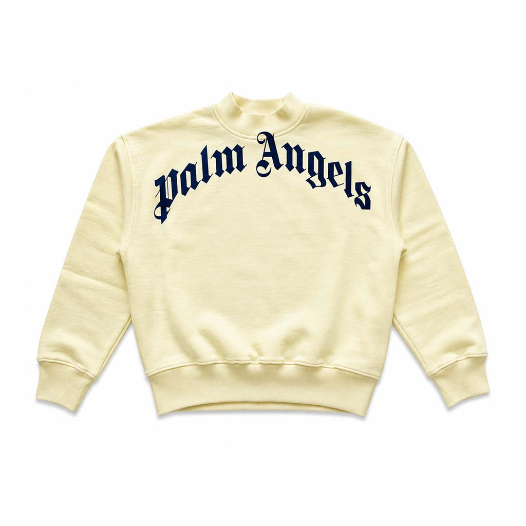 Palm Angels KIDS Classic Over Logo Crewneck Yellow Navy Blue by Palm Angels - NWAHYPE No.1 for streetwear KIDS in USA