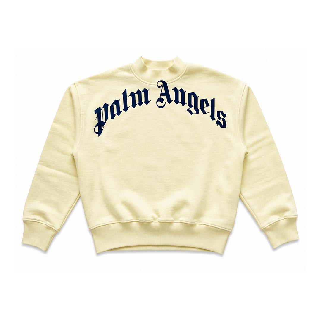 Palm Angels KIDS Classic Over Logo Crewneck Yellow Navy Blue by Palm Angels - NWAHYPE No.1 for streetwear KIDS in USA