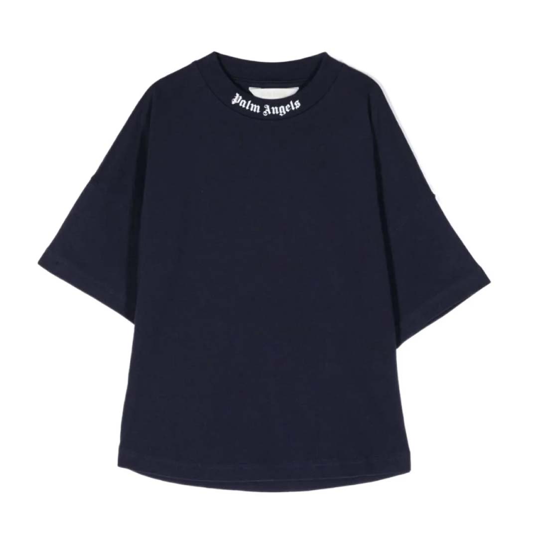 Palm Angels KIDS Classic Over Logo S/S Navy Blue White by Palm Angels - NWAHYPE No.1 for streetwear KIDS in USA