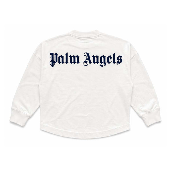 Palm Angels KIDS Classic Over Logo Tee L/S White Navy by Palm Angels - NWAHYPE No.1 for streetwear KIDS in USA