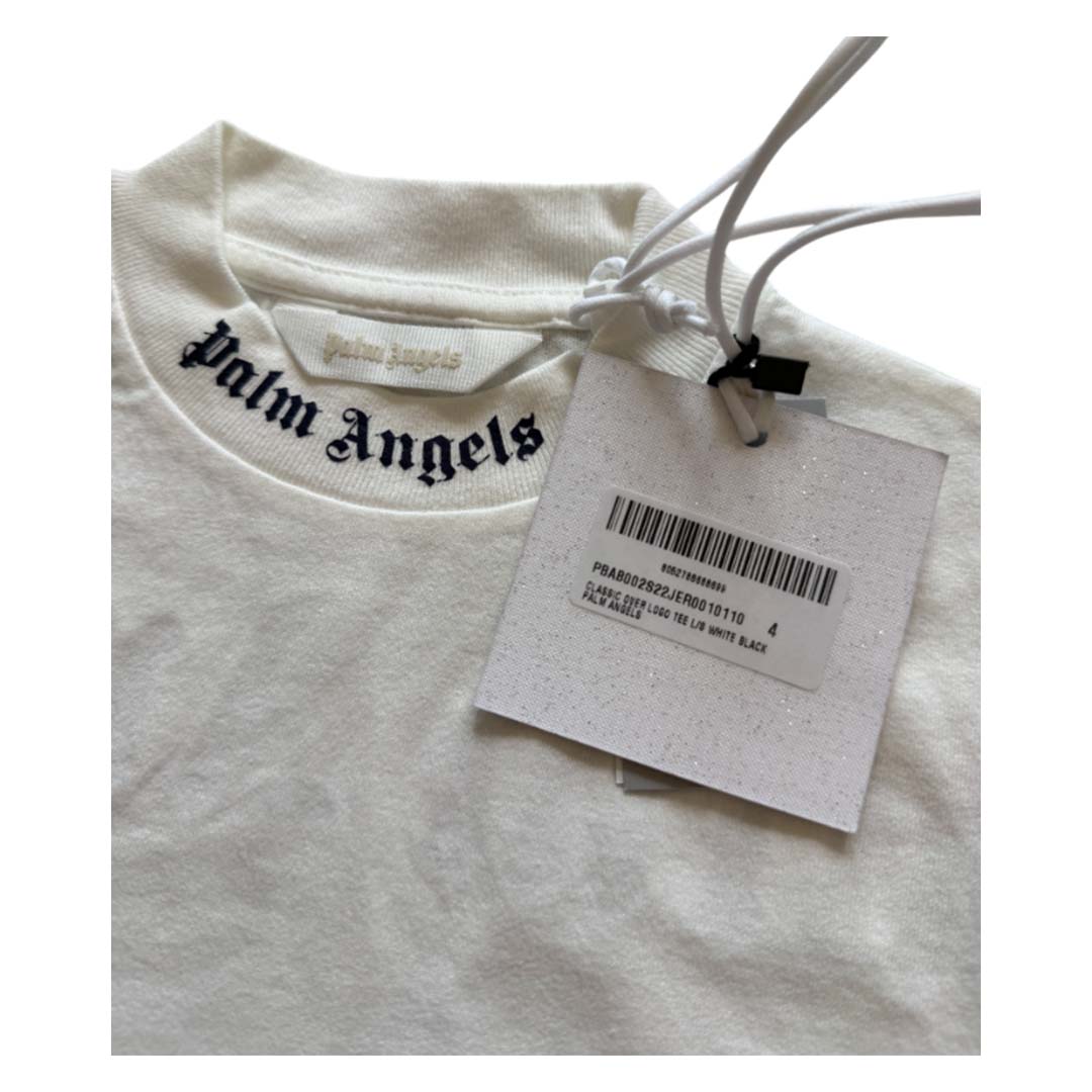 Palm Angels KIDS Classic Over Logo Tee L/S White Navy by Palm Angels - NWAHYPE No.1 for streetwear KIDS in USA