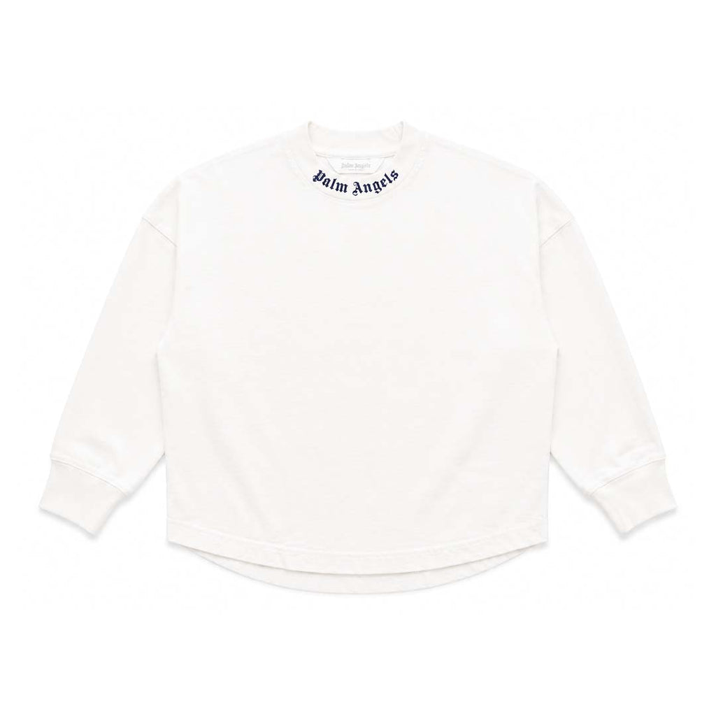 Palm Angels KIDS Classic Over Logo Tee L/S White Navy by Palm Angels - NWAHYPE No.1 for streetwear KIDS in USA