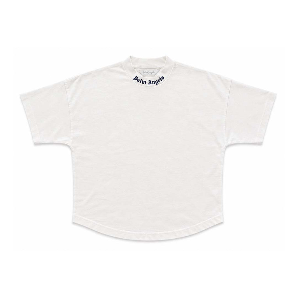 Palm Angels Kids Classic Over Logo Tee S/S White Navy Blue by Palm Angels - NWAHYPE No.1 for streetwear KIDS in USA