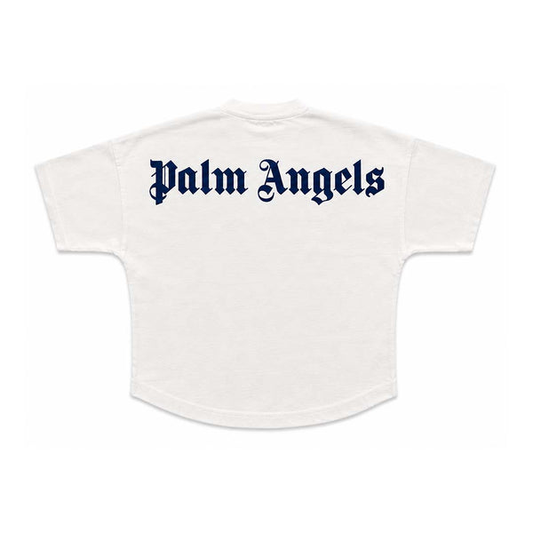 Palm Angels Kids Classic Over Logo Tee S/S White Navy Blue by Palm Angels - NWAHYPE No.1 for streetwear KIDS in USA