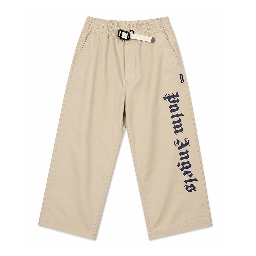 Palm Angels KIDS Drill Pants Beige Navy Blue by Palm Angels - NWAHYPE No.1 for streetwear KIDS in USA