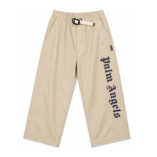 Palm Angels KIDS Drill Pants Beige Navy Blue by Palm Angels - NWAHYPE No.1 for streetwear KIDS in USA