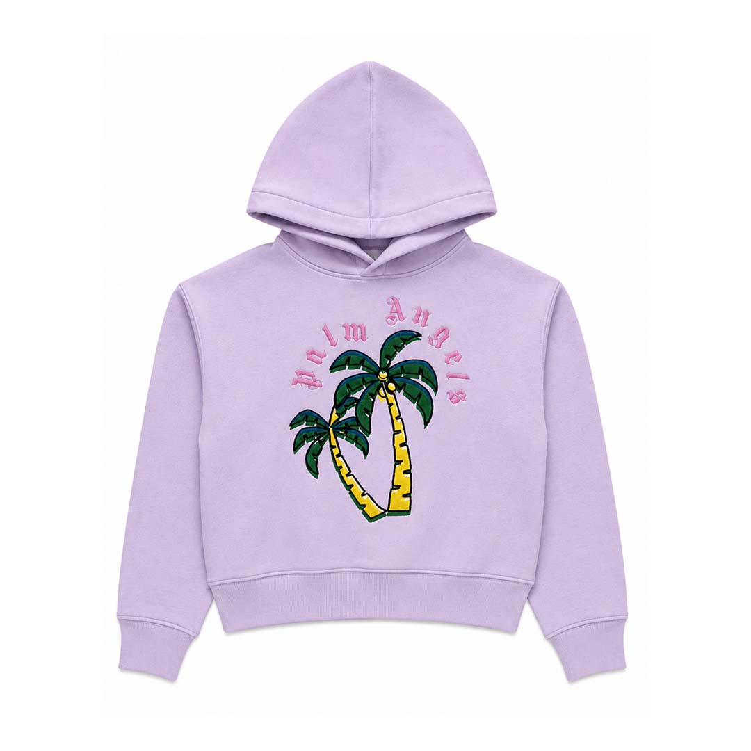 Palm Angels KIDS Hoodie Fleece Palm Tree Lilac Purple Green by Palm Angels - NWAHYPE No.1 for streetwear KIDS in USA