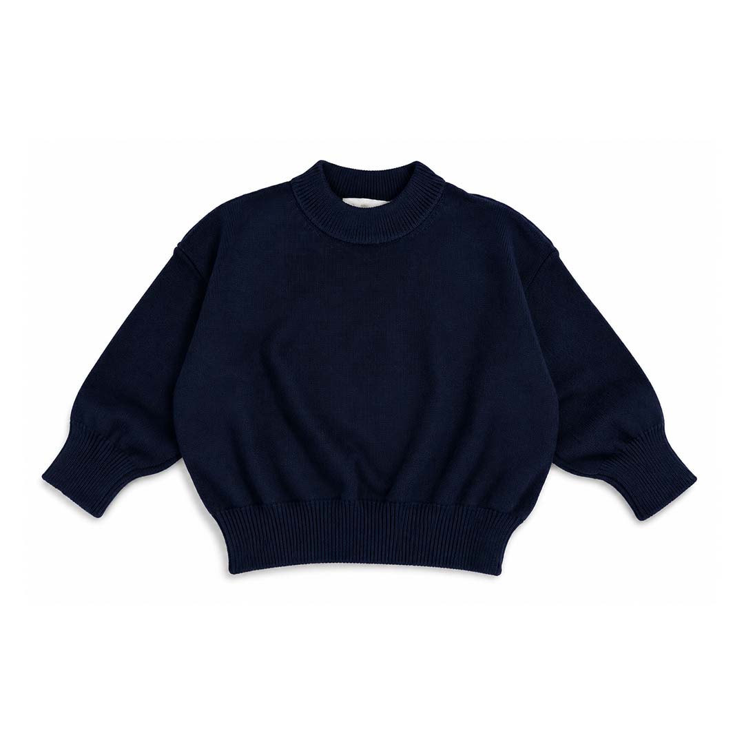 Palm Angels KIDS Logo Knit Sweater Navy Blue White by Palm Angels - NWAHYPE No.1 for streetwear KIDS in USA