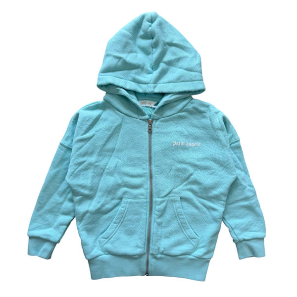 Palm Angels KIDS Over Logo Cotton Zip Hoodie Light Blue White by Palm Angels - NWAHYPE No.1 for streetwear KIDS in USA