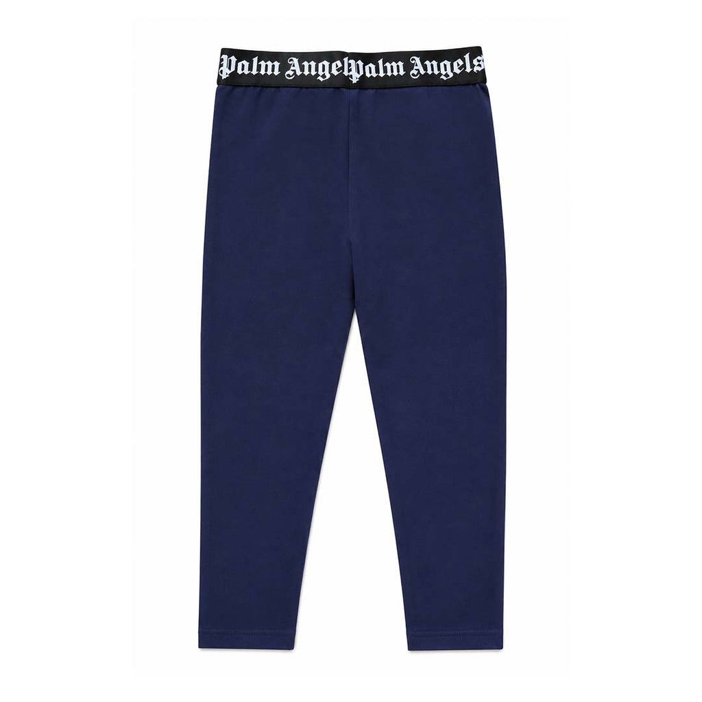 Palm Angels KIDS Waistband Logo Leggings Navy Blue Black by Palm Angels - NWAHYPE No.1 for streetwear KIDS in USA