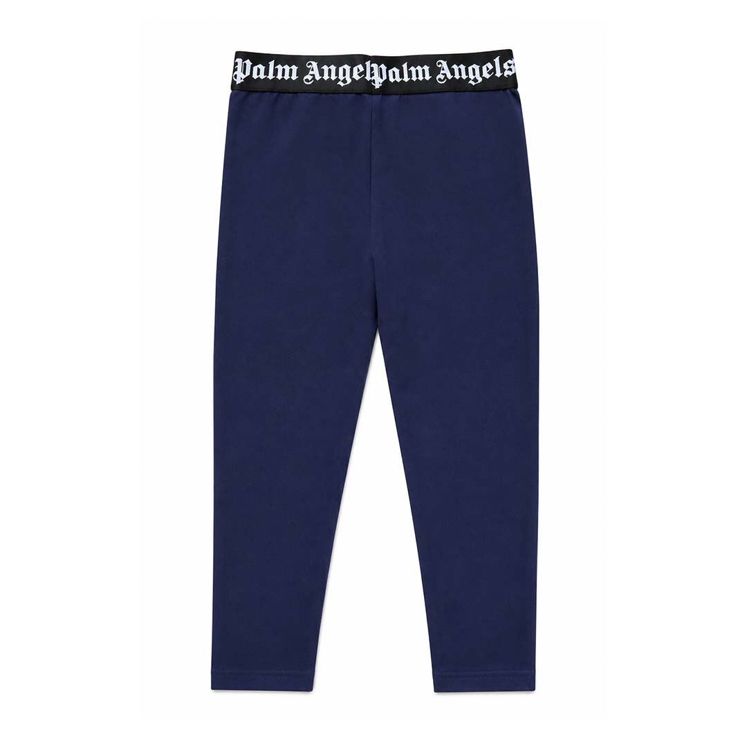Palm Angels KIDS Waistband Logo Leggings Navy Blue Black by Palm Angels - NWAHYPE No.1 for streetwear KIDS in USA