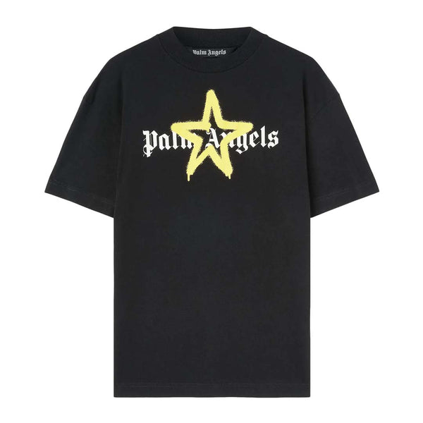 Palm Angels Star Sprayed Tee Black Yellow by Palm Angels - NWAHYPE No.1 for streetwear T-Shirts in USA