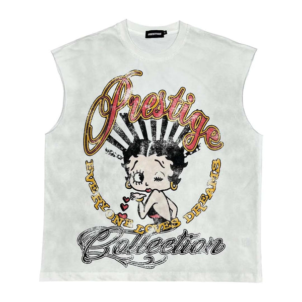 Prestige Betty Boo Sleeveless Tee White by Prestige - NWAHYPE No.1 for streetwear T-Shirts in USA