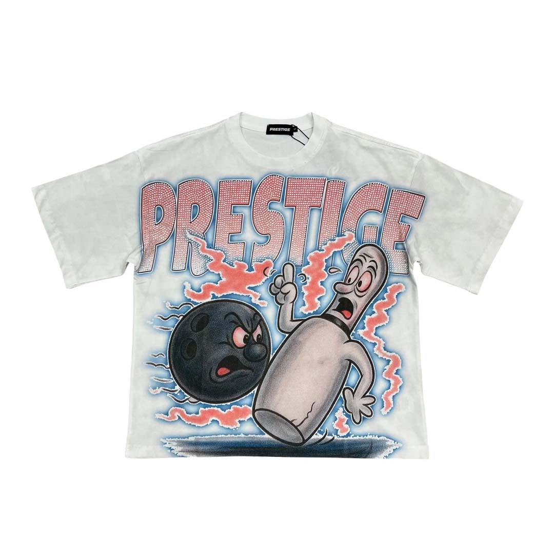 Prestige Bowling Rhinestone Tee White by Prestige - NWAHYPE No.1 for streetwear T-Shirts in USA