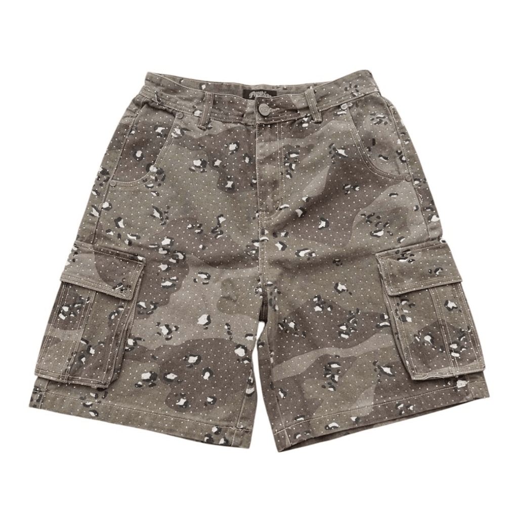 Prestige Camo Rhinestone Brown Cargo Shorts by Prestige - NWAHYPE No.1 for streetwear Shorts in USA