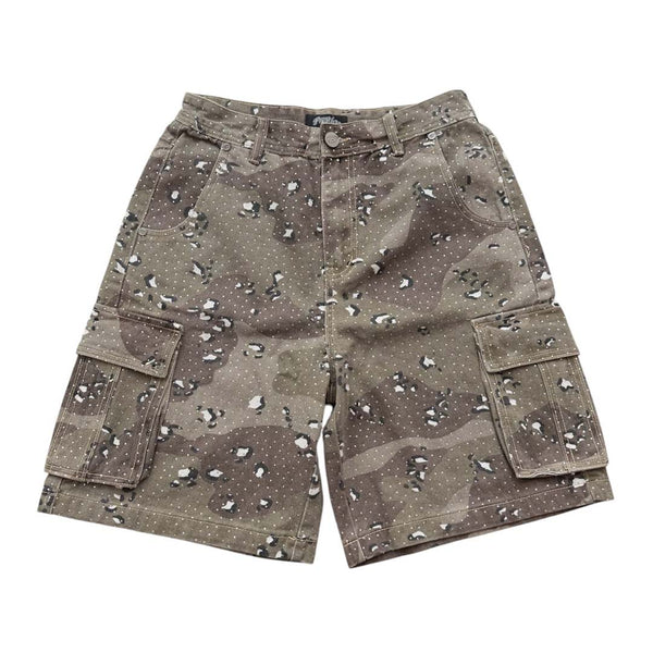 Prestige Camo Rhinestone Brown Cargo Shorts by Prestige - NWAHYPE No.1 for streetwear Shorts in USA
