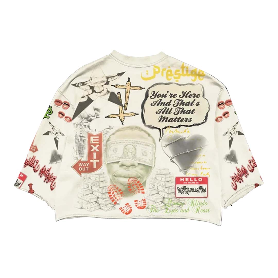 Prestige Money Power Respect Cropped Long Sleeve Tee by Prestige - NWAHYPE No.1 for streetwear T-Shirts in USA