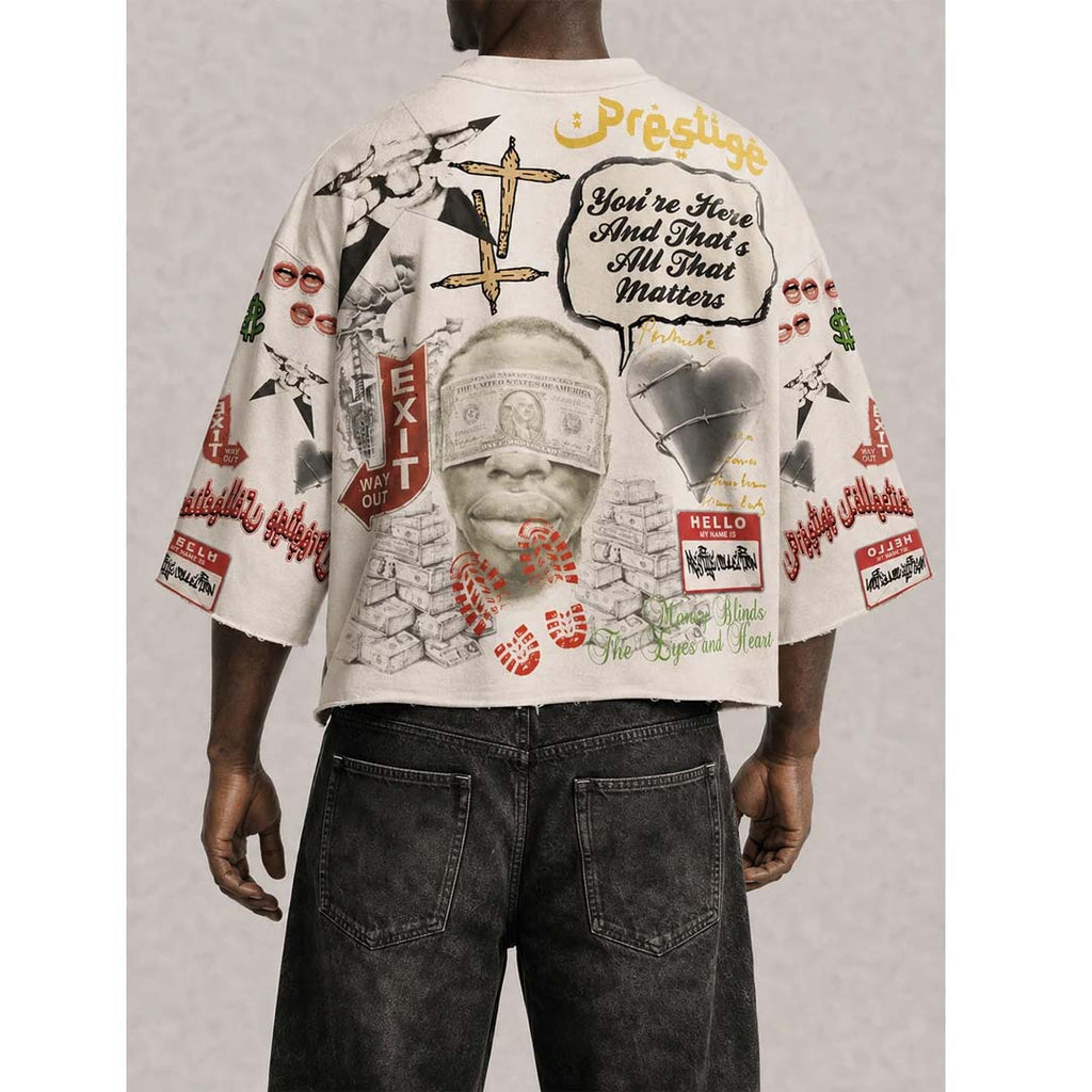 Prestige Money Power Respect Cropped Long Sleeve Tee by Prestige - NWAHYPE No.1 for streetwear T-Shirts in USA