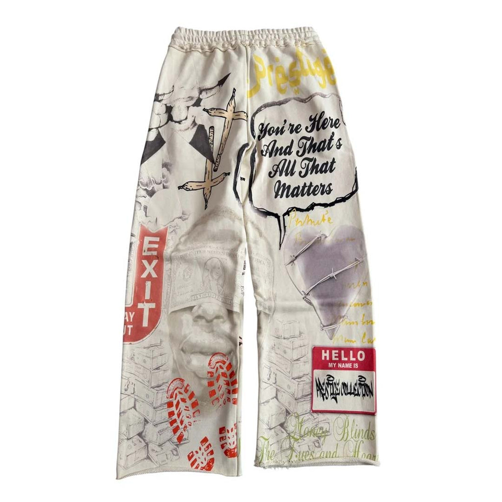 Prestige Money Power Respect Sweatpants White Black Red by Prestige - NWAHYPE No.1 for streetwear Pants in USA