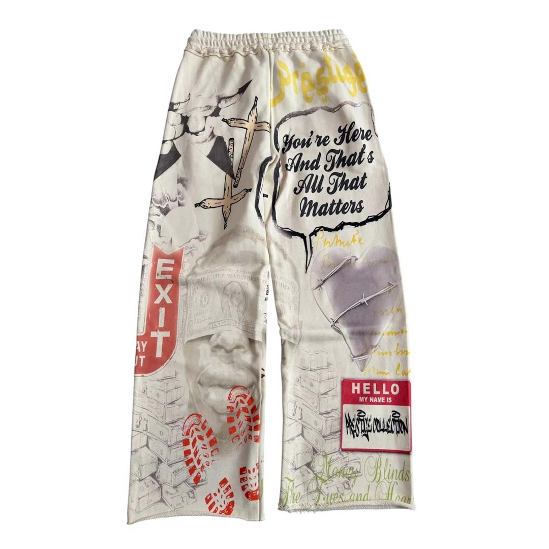 Prestige Money Power Respect Sweatpants White Black Red by Prestige - NWAHYPE No.1 for streetwear Pants in USA