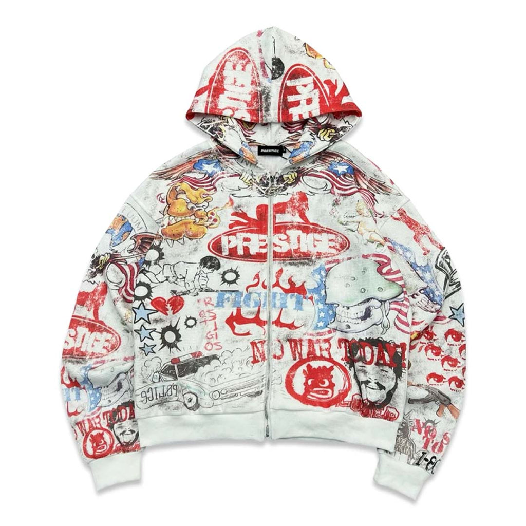 Prestige Renegade Zip Up Hoodie White Red by Prestige - NWAHYPE No.1 for streetwear Hoodies in USA