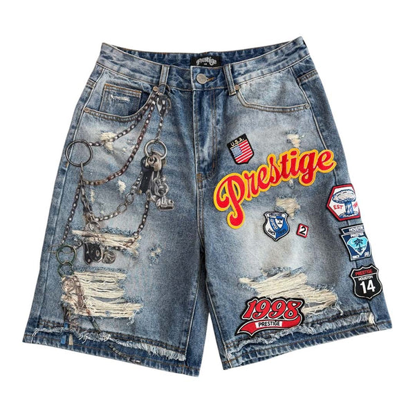 Prestige Varsity Blue Denim Jean Shorts by Prestige - NWAHYPE No.1 for streetwear Shorts in USA