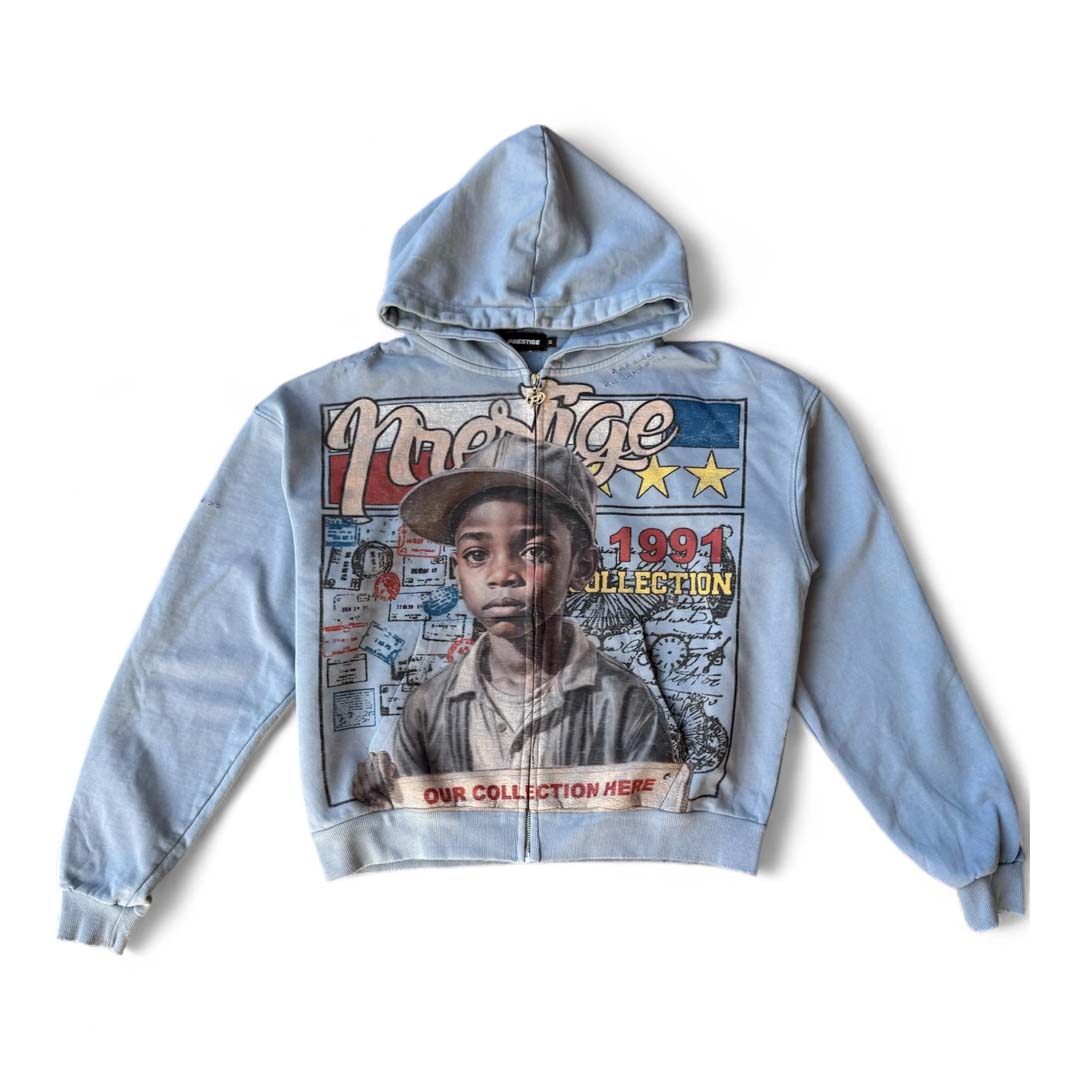 Prestige Young General Zip Up Hoodie Light Blue by Prestige - NWAHYPE No.1 for streetwear Hoodies in USA