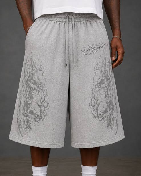 Retrovert Flame Grey Sweat Shorts by Retrovert - NWAHYPE No.1 for streetwear Shorts in USA