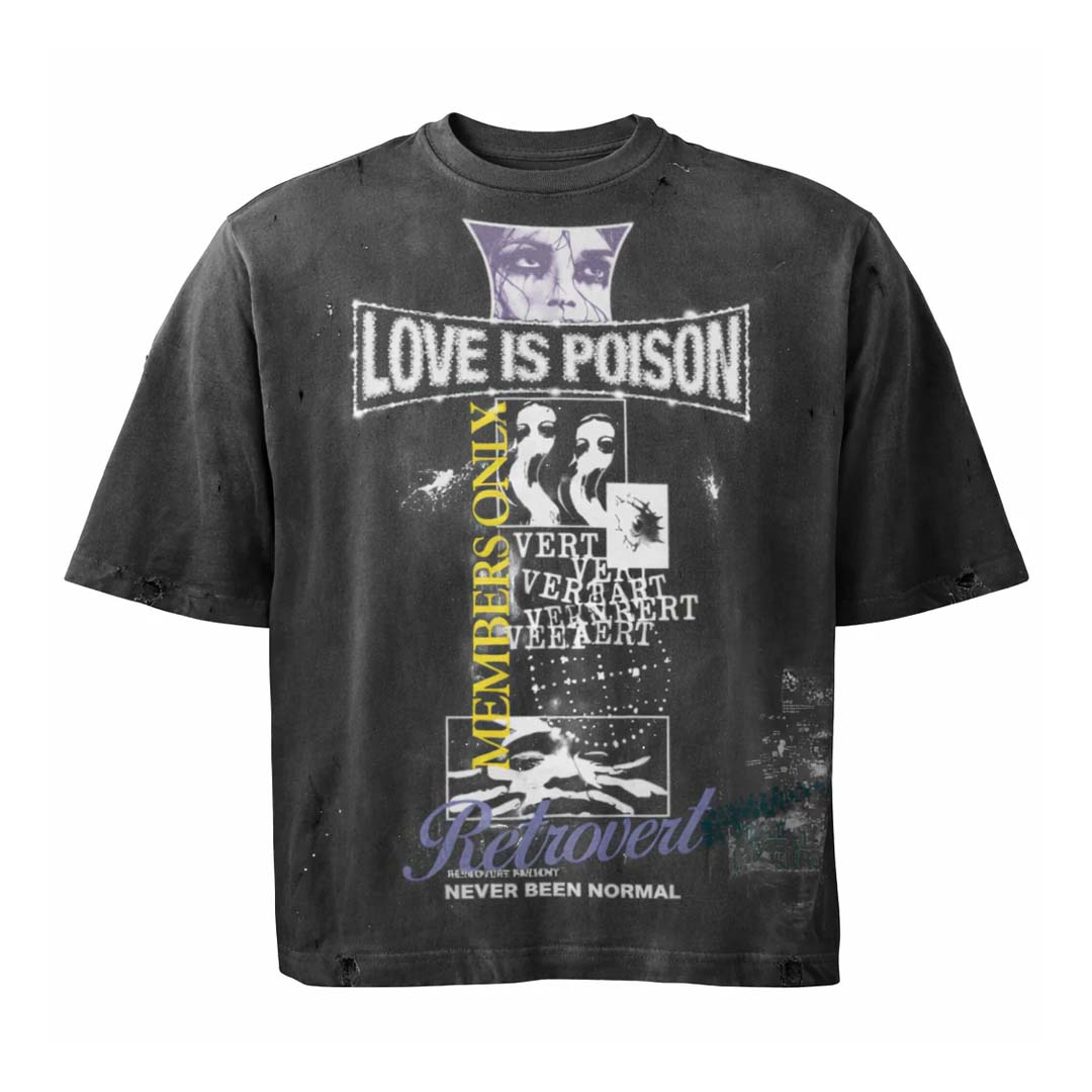 Retrovert Love is Poison Tee Black by Retrovert - NWAHYPE No.1 for streetwear T-Shirts in USA
