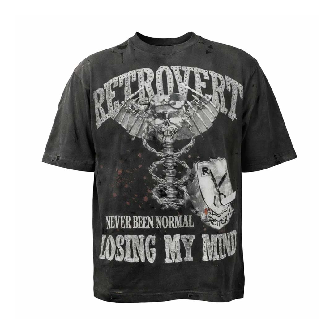 Retrovert Rhinestone Paramadic Stealth Black Tee by Retrovert - NWAHYPE No.1 for streetwear T-Shirts in USA