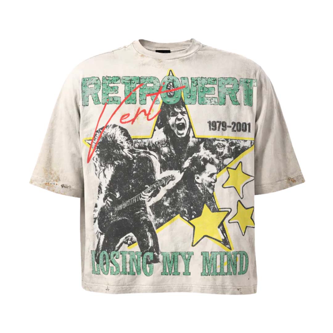 Retrovert Rhinestone Star Tee Distressed White by Retrovert - NWAHYPE No.1 for streetwear T-Shirts in USA