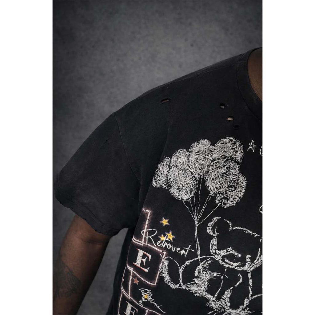 Retrovert Rhinestone Teddy Tee Distressed Black by Retrovert - NWAHYPE No.1 for streetwear T-Shirts in USA